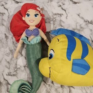 Disney The Little‎ Mermaid Ariel & Flounder Plush Bundle